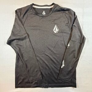 Volcom Boys Stone LS Rash Guard Black Heather UPF 30+ Swim Shirt L P0341800 2052